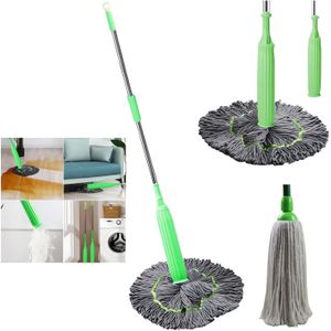 Serpillière Rotative avec Manche Long – Balai Microfibre 360°