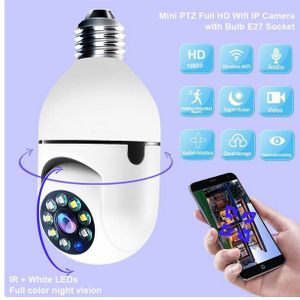 Caméra De Surveillance 1080P E27 WiFi IP PTZ, Couleur, Avec Suivi Automatique Des Mouvements-blanc