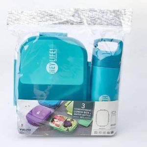 Ensemble Lunch Box et Gourde  - bleu - Pour École, Bureau et Pique-nique