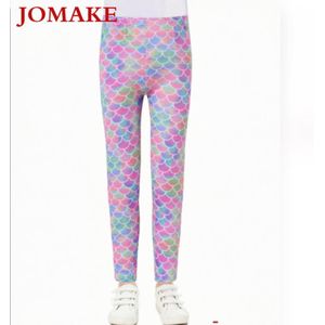 JOMAKE Pantalon long pour enfants de 2 à 9 ans, motif écailles de poisson rose, jambières moulantes