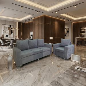 SIMO Fauteuil Salon Bracarré 4 places Gris 