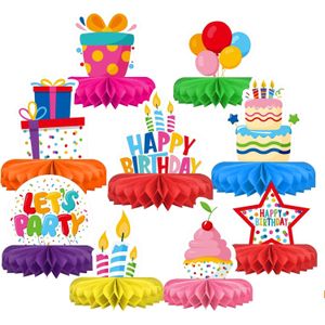 TodyJeyHo Jeu de décorations pour anniversaire - Centre de table coloré et thématique en forme de ruche, fournitures de décoration de table pour fête d'anniversaire des enfants