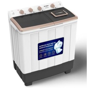 SMART TECHNOLOGY MACHINE À LAVER SEMI-AUTOMATIQUE DOUBLE BAC AVEC ESSORAGE - 12KG - Blanc/Noir