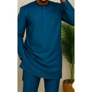 TAFA Tunique Homme Manches Longues bleue