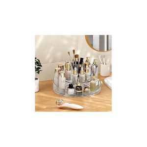 Organisateur De Rangement De Maquillage : Support Cosmétique Rotatif à 360 Degrés Avec 2 Compartiments Pour Soins De La Peau