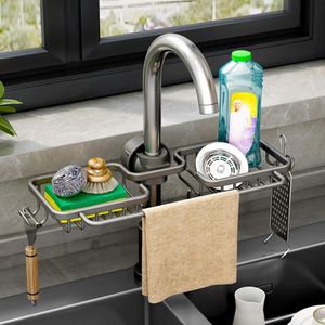 Égouttoir de rangement pour évier, support de robinetterie, gris anthracite