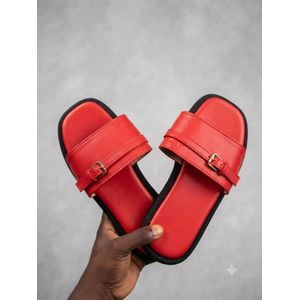 Autre Sandales Plates Élégantes pour Femme rouge noir 