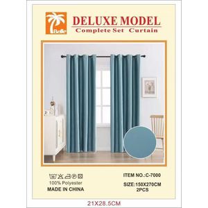 Belle Rideau occultant deluxe modèle C-7000 lot de 2 panneaux bleu gris 150×270cm, tissu polyester pour chambre et salon