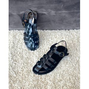 Sandales en véritable cuir pour homme noir 