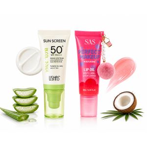 Kit 2 en 1 Crème Solaire SPF 50+ Aloe Vera + Huile à Lèvres Hydratante