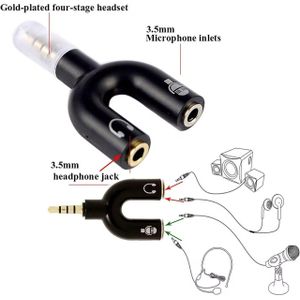 Câble Adaptateur Mini-Jack 3.5mm 1 Mâle à 2 Femelle pour Écouteurs Micro Casque