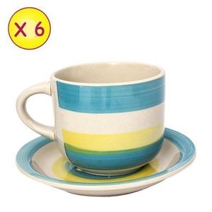 Lot De 6 Tasses À Café + Sous Tasses - Beige