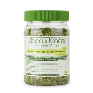 Tisane Confort Intestinal & Vitalité Épicée - Tisane de plantes - Tisane digestive - Tisane bio de feuilles d'anacardier, citronnelle, menthe noire, kinkéliba et poivre long - 100 g