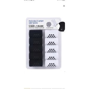 Mode Pack Performance Multi-Sports – 10 Paire de Chaussettes Antidérapantes à Pavés de Silicone (5 Noires + 5 Blanches)