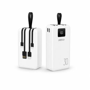 Hepu Power Bank 30 000 mAh – Câbles Intégrés – Charge Rapide