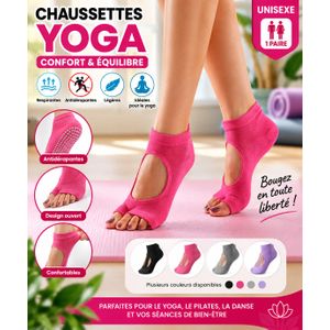 Chaussettes de Yoga Open Toe Unisexes Antidérapantes – Respirantes – Pilates, Fitness & Danse – 1 Paire