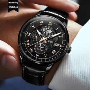 Fashion Doo Montre homme (fashion) bracelet en cuir noir fond noir 
