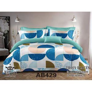 Ensemble drap complet 3 places – Modèle géométrique frais en bleu et turquoise !