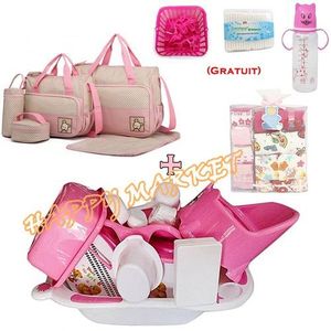 Trousse de toilette bébé Abidjan Rose Blanc