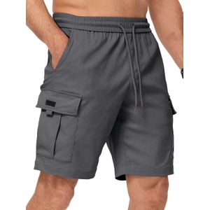 Kepokasn Shorts cargo homme à taille extensible - gris foncé