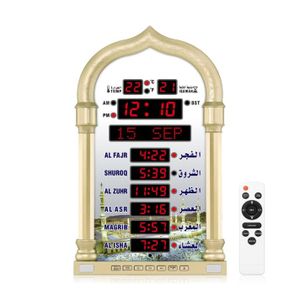 Horloge de Mosquée, Horloge de Prière Décorative à Affichage LED Numérique à Mouvement Précis avec Télécommande pour la Maison - Argent