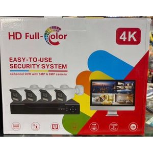 Gn Kit de Vidéosurveillance Filaire 4 Caméras Couleur Audio 4K, Télécommande Téléphonique