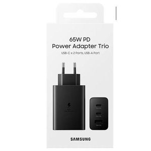 Samsung Boitier De Charge Rapide Universel Original 2 Ports USB-C, Port USB-A- 65w,25w,15w Noir Sans Câble