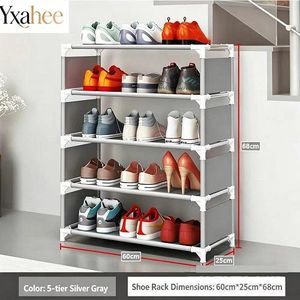 Yxahee Étagères à Chaussures 6 Niveaux -Argent/ Noir