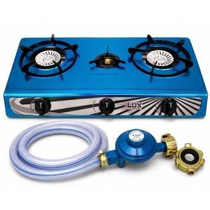 Ilux Cuisinière à Gaz - Réchaud 3 Feux - LXG-7403-SX95 +Raccord