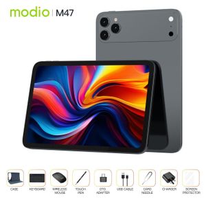 Modio  M47 Tablette 10,1" avec clavier – 12 Go de RAM, 512 Go de stockage, 8MP/20MP Gris , Android 15., Wi-Fi 4-5G, Dual SIM, GPS (Fournie avec plusieurs accessoires) 12 MOIS GARANTIE