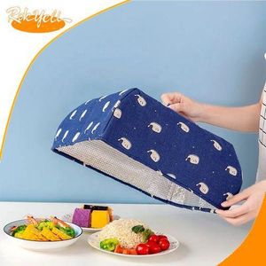 Housse de protection thermique pliable pour nourriture, en tissu réutilisable, type parapluie, Pliable Grand - Bleu