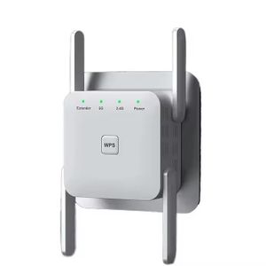 Répéteur WiFi 1200 Mbps double bande 2,4 et 5 GHz, 4 antennes 2 dBi, port LAN 100 M, 110-240