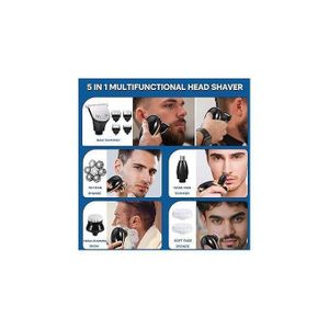 PuissanteRasoir électrique pour hommes, Bestcool 5 en 1 Rasoir à Tête Chauve sec et humide Ensemble tête chauve Rasoirs à Têtes Rotatives Rasoir rechargeable par USB gf