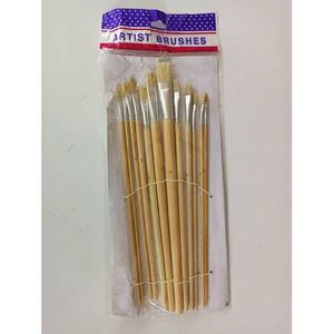 1 lot de 12 pinceaux de peinture en nylon de tailles assorties avec  poignées en bois pour acrylique, huile, peinture, vernis, aquarelle,  peintre