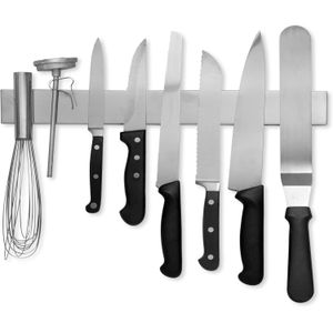 TodyJeyHo Porte-couteau magnétique en acier inoxydable résistant, bande magnétique murale pour les couteaux, forage requis, stocker et organiser en toute sécurité les outils de cuisine, barre d’approvisionnement d’art, 16 pouces