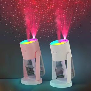 Humidificateur Diffuseur Portable Rechargeable pour Voiture, Maison, Bureau,Silencieux, à Ultrasons, avec Tête Rotative, Lumières LED Effet Ciel Étoilé, Capacité 280 ml