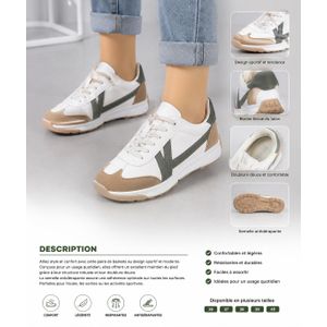Chaussures Sneakers Décontractées Unisexes – Blanc, Beige 