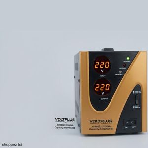 Protecteur de Tension Automatique Numérique VOLTPLUS 2000VA (1400W) - Stabilisateur– Relais de Protection contre Surtensions et Sous-tensions – Prise de Sécurité avec Délai de Commutation pour Réfrigérateur, Congélateur et Climatiseur