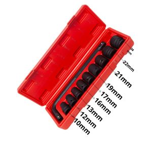 Jeu de 10 douilles mecanique, coffret douilles noires haute resistance, cle en L douille automobile, kit outillage reparation voiture moto, coffret douille rouge pas cher, douille 10mm a 24mm garage, outil desserrage goujon roue,  