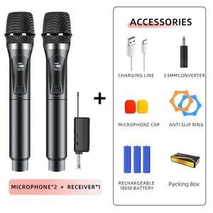 Microphone sans fil portatif 2 pièces, microphone pour KTV/performance/scène/conférence