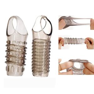 2 Manchon d'extension et de stimulation texturé - Silicone souple et élastique
