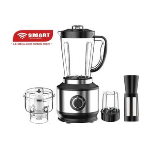 SMART TECHNOLOGY Mixeur Électrique Incassable Gris 4 En 1 (STPE-8039) - Moteur En Cuivre Pur -Puissance Turbo 600W - 2.5L – 2 Vitesses -Garantie 3 Mois.