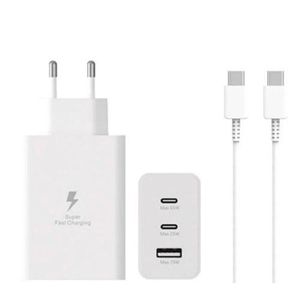 Samsung Chargeur Secteur Ultra Rapide 3 Ports 65w Avec Câble Type C Blanc