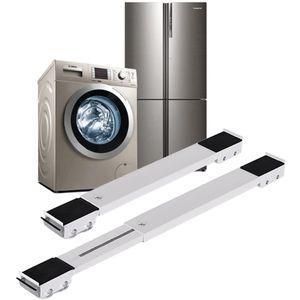 Support Mobile Télescopique Long 2 Pièces - Compatible Machine Laver / Réfrigérateur - Blanc