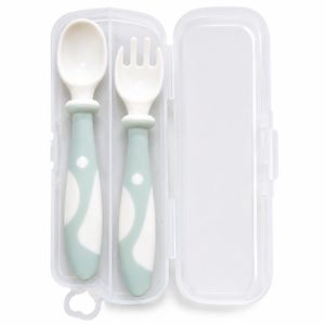 Set Cuillère et Fourchette Bébé avec Boîte de Rangement