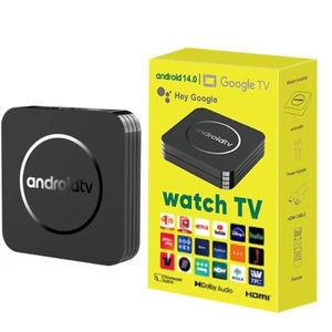 TV Boîtier Android TV Box 14.0 Smart TV Box - Décodeur Streaming 4K Ultra HD avec Google TV, Chromecast Intégré & Dolby Audio - Noir