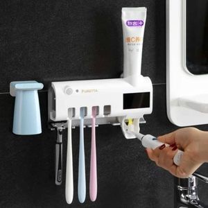 Porte-brosse à dents mural avec distributeur automatique de dentifrice