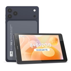 C Idea 8 pouces TabIet Android 16 Portable Light Sim 512GB Adulte TabIet avec étui Bleu