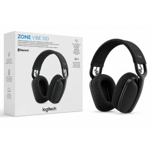 Logitech Casque  Zone Vibe 100 D’écoute Léger Sans Fil Avec Micro Anti-bruit De Fond, Écouteurs Bluetooth Multipoint Avancés