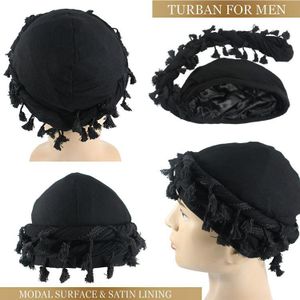 Chapeau Turban Personnalisé Hip-Hop pour Homme avec Doublure en Satin de Haute Qualité - Noir